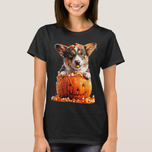 Süßer Corgi tropft Halloween-Kürbisbonbon T-Shirt