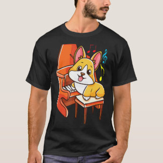 Süßer Corgi und Klavier für Musik T-Shirt