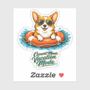 Süßer Corgi "Urlaubsmodus" Sommer-Design Aufkleber