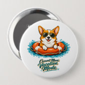 Süßer Corgi "Urlaubsmodus" Sommer-Design Button (Vorne & Hinten)