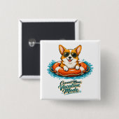 Süßer Corgi "Urlaubsmodus" Sommer-Design Button (Vorne & Hinten)