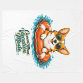 Süßer Corgi "Urlaubsmodus" Sommer-Design Fleecedecke (Vorderseite (Horizontal))