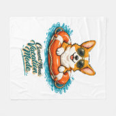 Süßer Corgi "Urlaubsmodus" Sommer-Design Fleecedecke (Vorderseite (Horizontal))