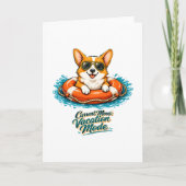 Süßer Corgi "Urlaubsmodus" Sommer-Design Karte (Vorderseite)