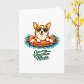 Süßer Corgi "Urlaubsmodus" Sommer-Design Karte (Gelbe Blume)