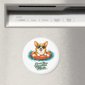 Süßer Corgi "Urlaubsmodus" Sommer-Design Magnet (In Situ (Geschirrspüler))