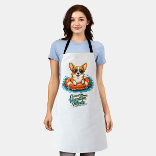 Süßer Corgi "Urlaubsmodus" Sommer-Design Schürze