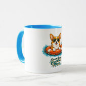 Süßer Corgi "Urlaubsmodus" Sommer-Design Tasse (Vorderseite Links)
