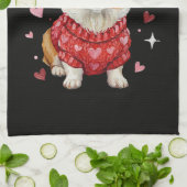 Süßer Corgi Valentinsherz Valentinstag Geschirrtuch (Gefaltet)