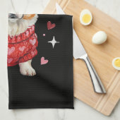 Süßer Corgi Valentinsherz Valentinstag Geschirrtuch (Viertel Falte)