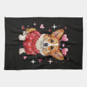 Süßer Corgi Valentinsherz Valentinstag Geschirrtuch (Horizontal)