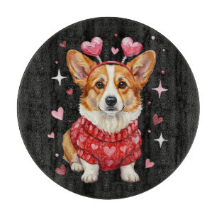 Süßer Corgi Valentinsherz Valentinstag Schneidebrett