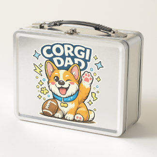 Süßer Corgi-Vater Fußball Kawaii zwinkerndes Corgi Metall Brotdose