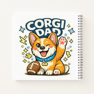 Süßer Corgi-Vater Fußball Kawaii zwinkerndes Corgi Notizblock