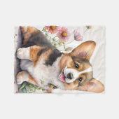 Süßer Corgi-Welpe Fleecedecke (Vorderseite (Horizontal))