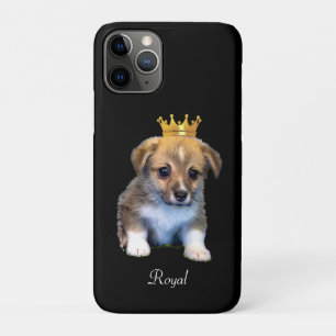 Süßer Corgi-Welpe Hund & königliche Krone auf schw Case-Mate iPhone Hülle
