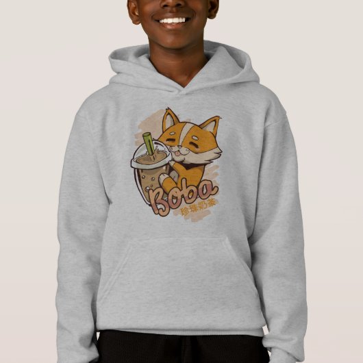 Süßer Corgi-Welpe mit Bubble Tea Hoodie (Vorderseite)