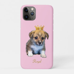Süßer Corgi-Welpe und königliche Krone auf Rosa Case-Mate iPhone Hülle