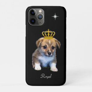 Süßer Corgi-Welpe und königliche Krone auf Schwarz Case-Mate iPhone Hülle