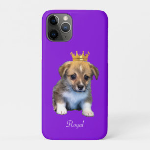 Süßer Corgi-Welpe und königliche Krone auf Violett Case-Mate iPhone Hülle