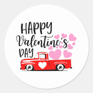 Süßer Country-LKW Frohen Valentinstag Runder Aufkleber