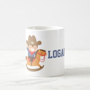 Süßer Cowboy auf Schaukelpferd personalisierte Tas Kaffeetasse