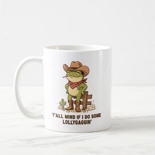 Süßer Cowboy-Frosch, der herumlungert - Western-Fr Kaffeetasse (Links)