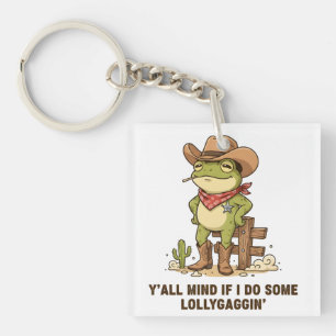 Süßer Cowboy-Frosch, der herumlungert - Western-Fr Schlüsselanhänger