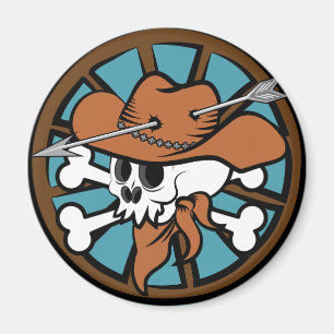Süßer Cowboy-Schädel und Kreuzknochen Magnet