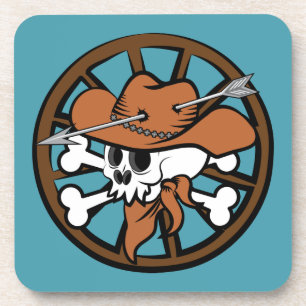 Süßer Cowboy-Schädel und Kreuzknochen Untersetzer