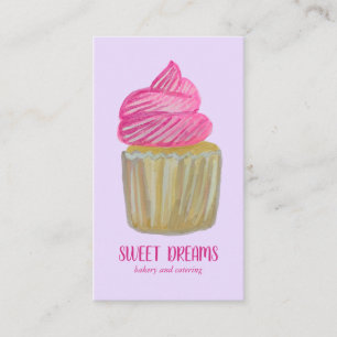 Süßer Cupcake Catering Bäckerei Lila Pink CUSTO Visitenkarte