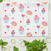 Süßer Cupcake Donut Valentinstag Geschirrtuch (Gefaltet)