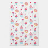 Süßer Cupcake Donut Valentinstag Geschirrtuch (Vertikal)