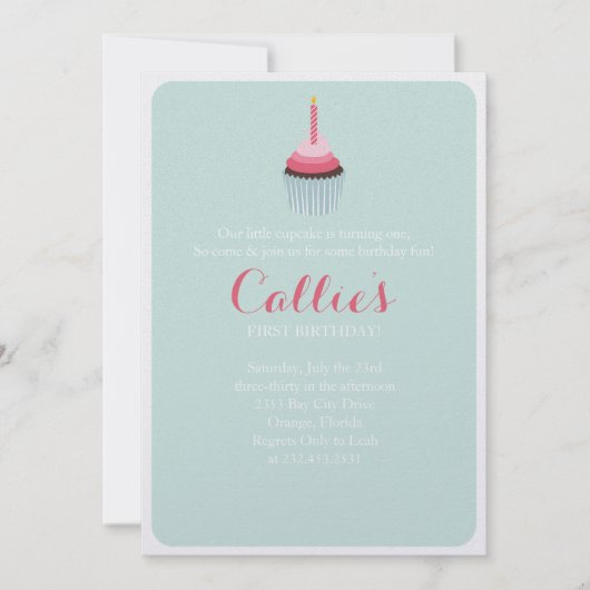 Süßer Cupcake Einladung (Vorderseite)