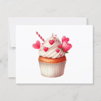 Süßer Cupcake mit Herzen Postkarte