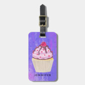 Süßer Cupcake mit Himbeere nach oben Gepäckanhänger (Vorderseite vertikal)