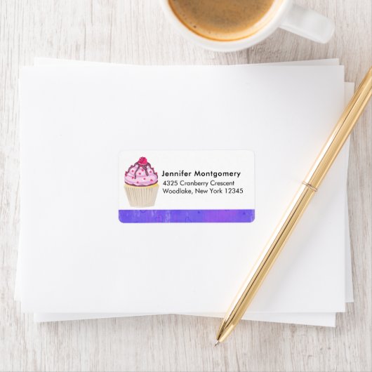 Süßer Cupcake mit Himbeere oben Adressaufkleber (Insitu)