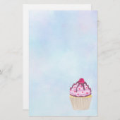 Süßer Cupcake mit Himbeere oben Briefpapier (Vorne/Hinten)