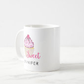 Süßer Cupcake mit Himbeere oben Kaffeetasse (Vorderseite Links)