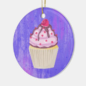 Süßer Cupcake mit Himbeere oben Keramik Ornament (Links)