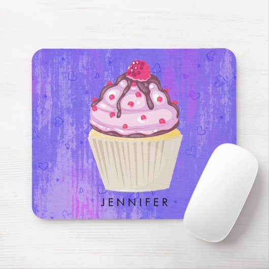 Süßer Cupcake mit Himbeere oben Mousepad (Mit Mouse)