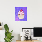 Süßer Cupcake mit Himbeere oben Poster (Heimbüro)