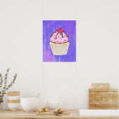 Süßer Cupcake mit Himbeere oben Poster (Küche)