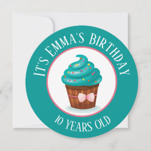 Süßer Cupcake mit türkisfarbenem Zuckerguss Kinder Einladung