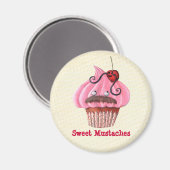 Süßer Cupcake und Mustaches Magnet (Vorderseite/Rückseite)