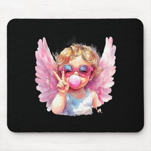 Süßer Cupid bläst Bubble Gum Sungles Valentinstag  Mousepad (Vorne)