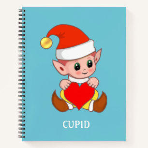 Süßer Cupid-Elf mit Herz auf Türkis Notizblock