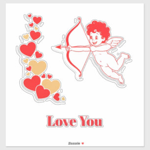 Süßer Cupid mit Bogen und Pfeil Aufkleber