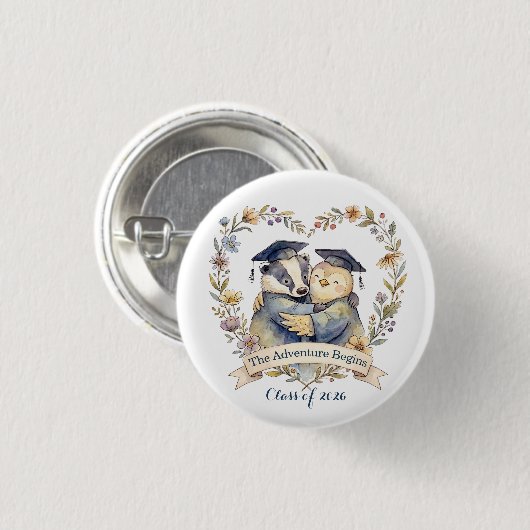 Süßer Dachs und Pinguin-Abschiedsumarmung Personal Button (Vorne & Hinten)