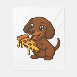 Süßer Dachshund Cartoon Pizza Pizza Liebhaber Hund Fleecedecke